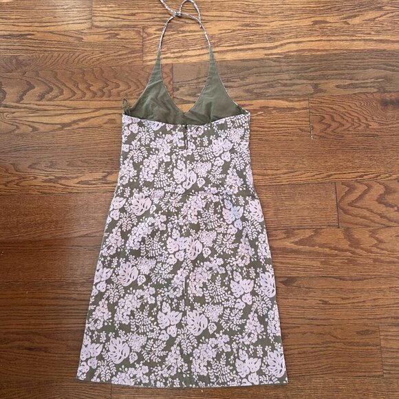 J Crew Floral Print Halter Mini Dress Size 6 Lined Pink and Brown - Picture 8 of 10